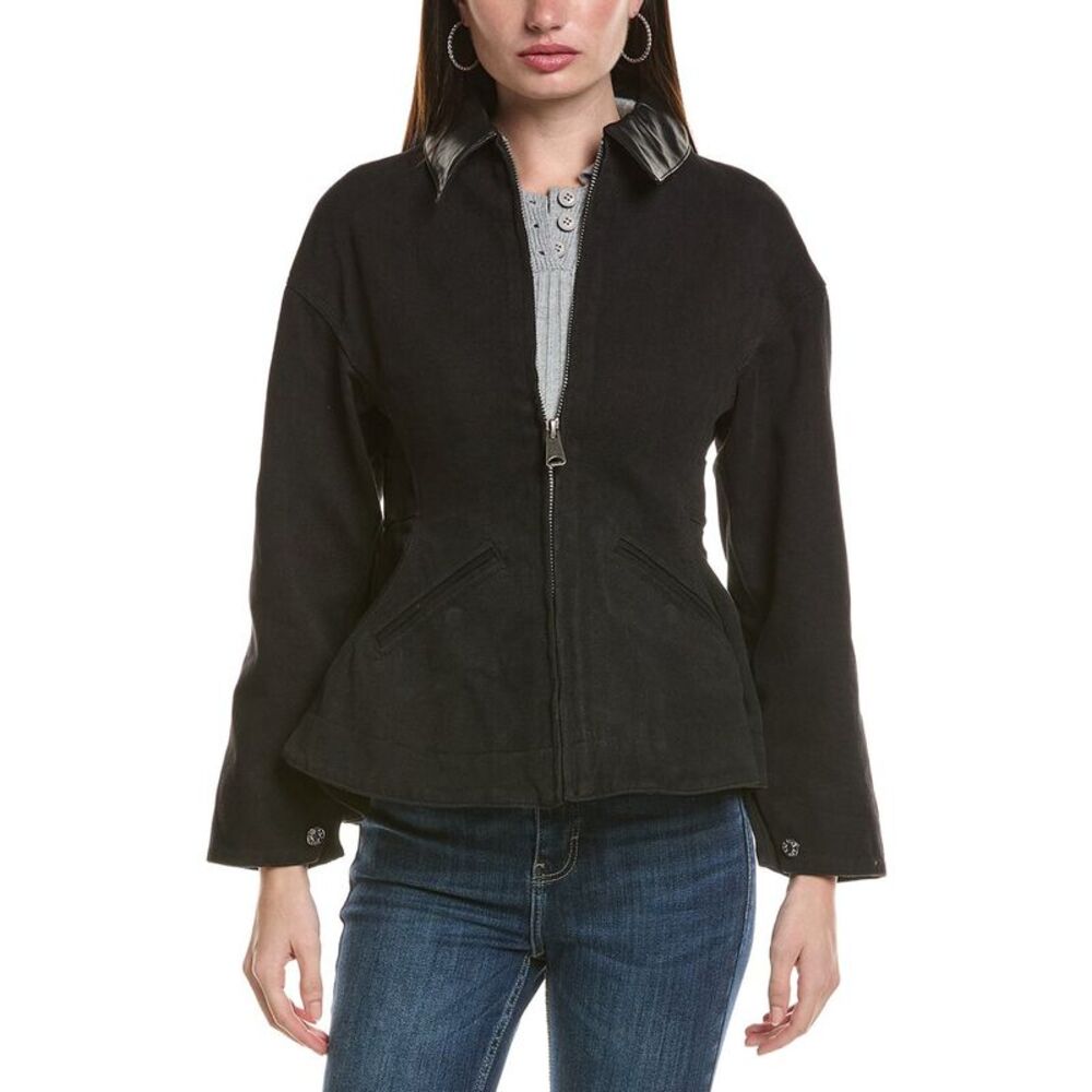 Line & Dot Womens Eton Peplum Jacket, Black